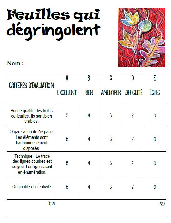 Automne: Feuilles qui dégringolent - Arts palstiques