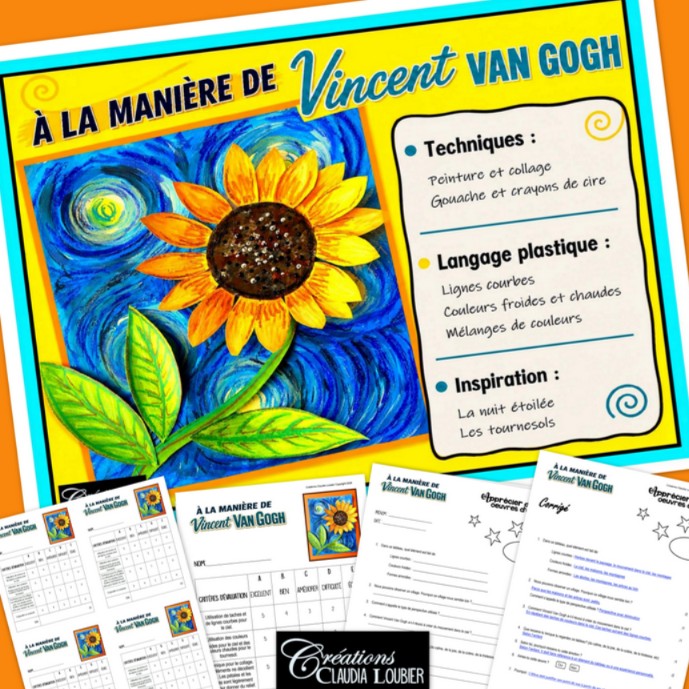 À la manière de Vincent Van Gogh - Projet arts plastiques - Tournesol