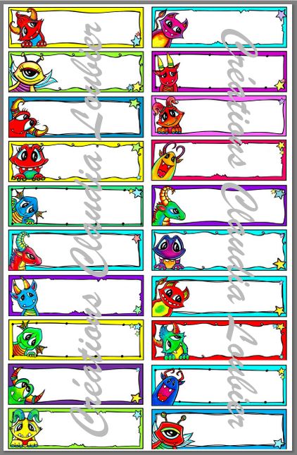 Étiquettes pour les bureaux: Les NOMStres - Monstres !