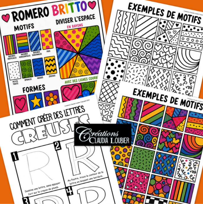 Rentrée scolaire : Mon prénom à la Romero Britto - Étiquettes pour bureaux, Arts plastiques