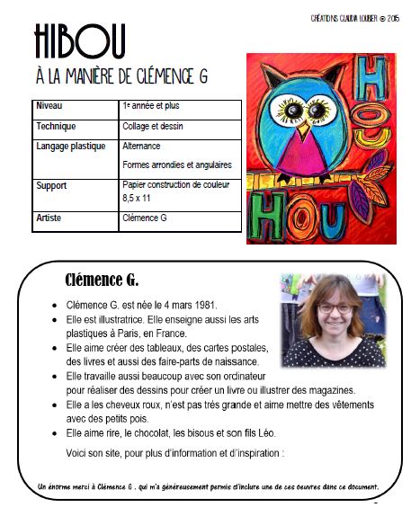 Hibou à la manière de Clémence G. - Collage - Arts plastiques