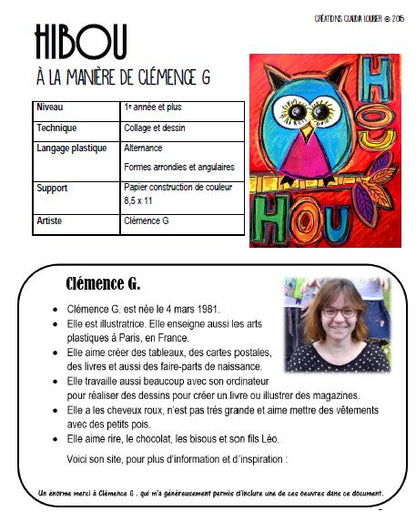 Hibou à la manière de Clémence G. - Collage - Arts plastiques