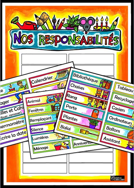 Tableau des responsabilités - Rentrée scolaire