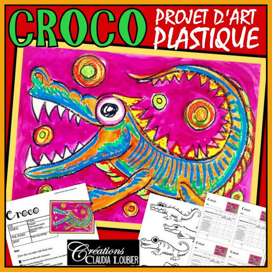 Long croco : projet d'arts plastiques aux pastels à huile et gouache