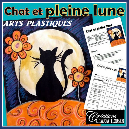 Automne: Chat à la pleine lune