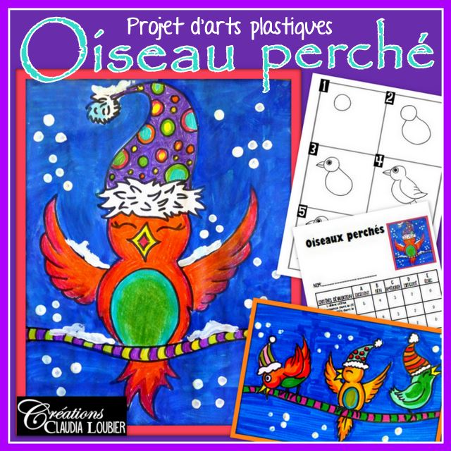 Oiseau perché - Arts plastiques - Noël - Hiver