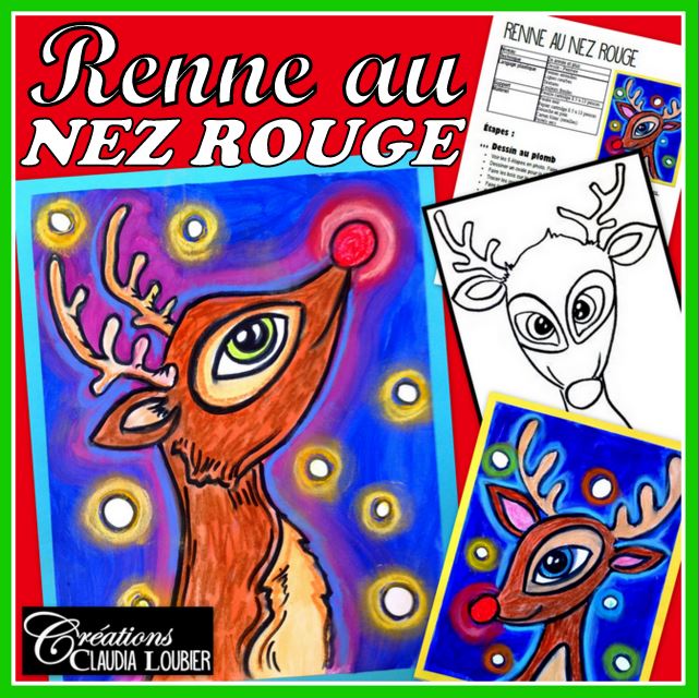 Renne au nez rouge - Arts plastiques - Noël