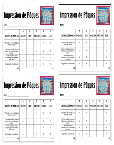 Pâques: Impression styromousse - Arts plastiques