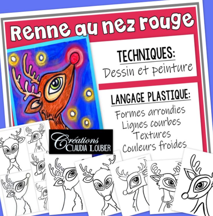 Renne au nez rouge - Arts plastiques - Noël