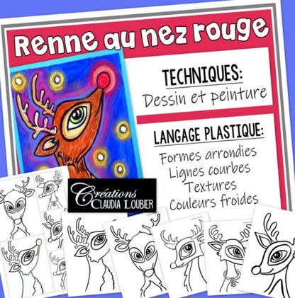 Renne au nez rouge - Arts plastiques - Noël