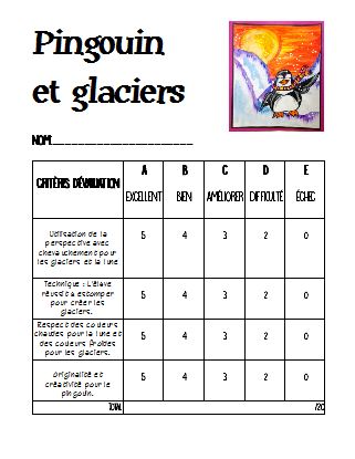 Pingouin et glaciers - Arts plastiques