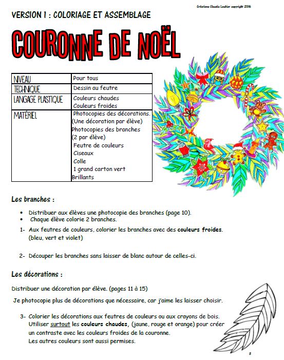 Noël : Coloriage collectif , couronne