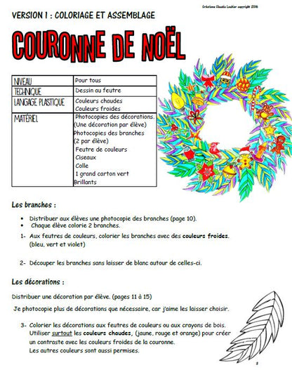 Noël : Coloriage collectif , couronne