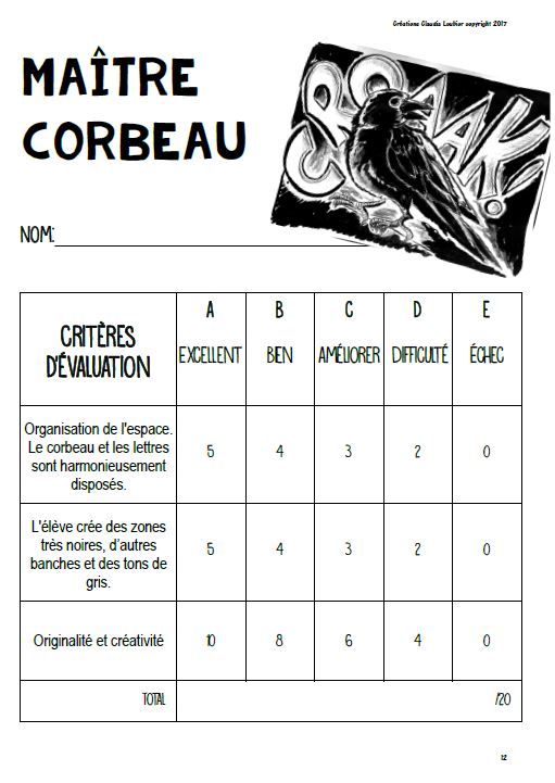 Maître corbeau - Arts plastiques