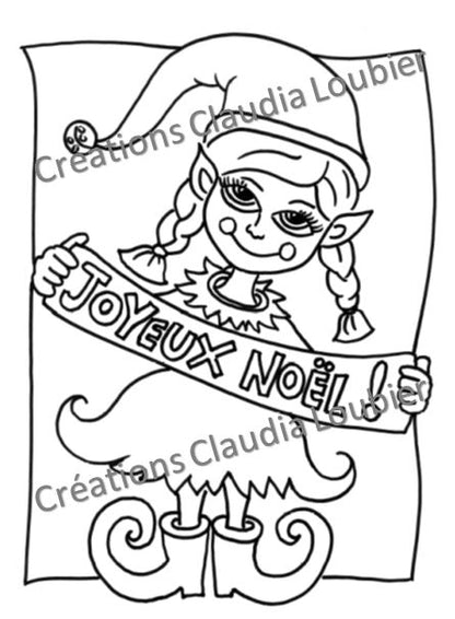 Noël: Coloriage, exercice de révision arts - Dessin à colorier