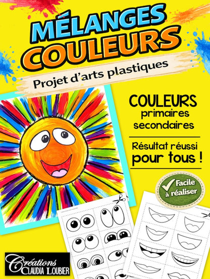 Rayons de soleil ! Mélanges de couleurs | Projet art | Couleurs primaires et secondaires | Primaire