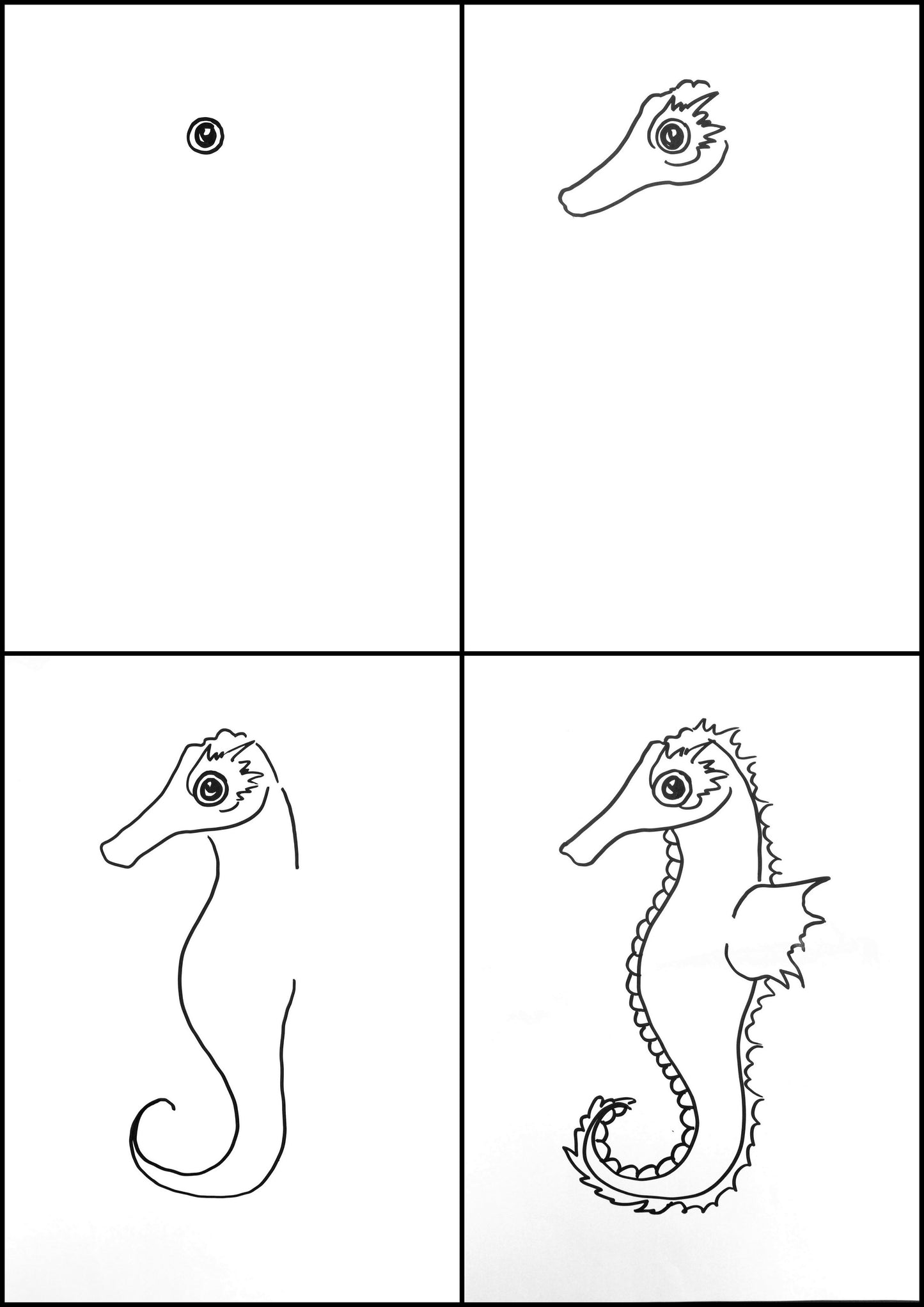 Hippocampe - Arts plastiques - Encre soufflée