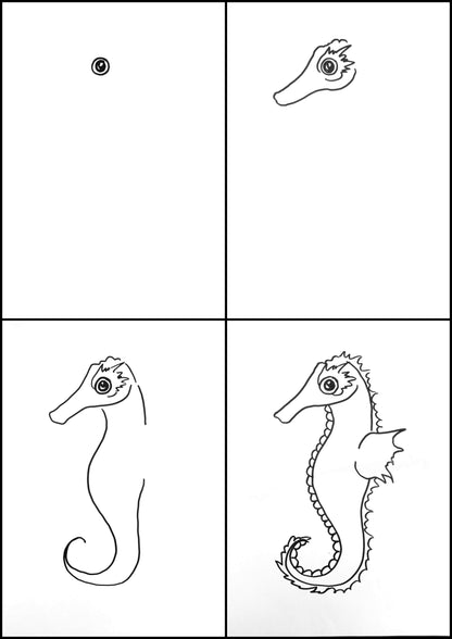 Hippocampe - Arts plastiques - Encre soufflée